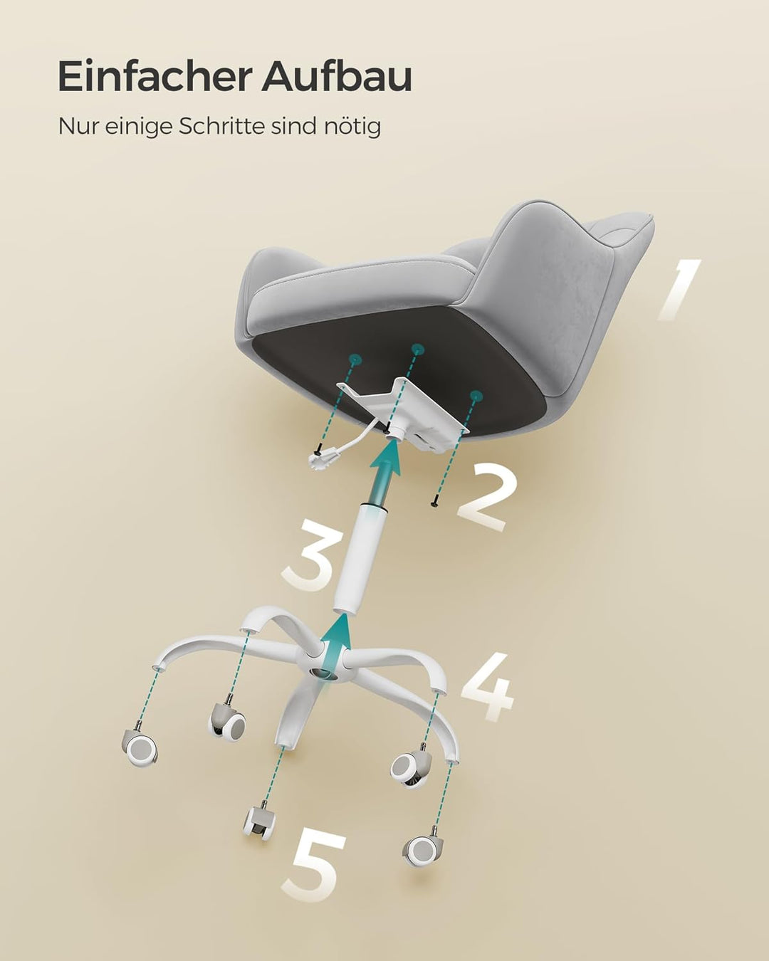 SONGMICS Homeoffice Stuhl, Drehstuhl, Schreibtischstuhl, höhenverstellbar, bis 110 kg belastbar, Sam