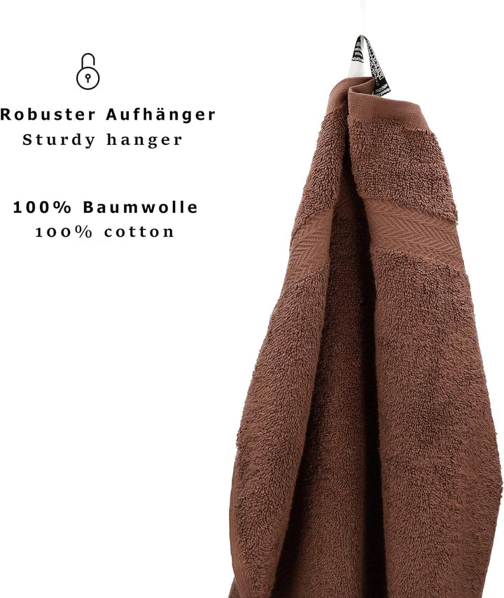 Betz 8 Stück Handtücher Set Grösse 50 x 100 cm Handtuch Premium 100% Baumwolle Farbe nuss, Nuss