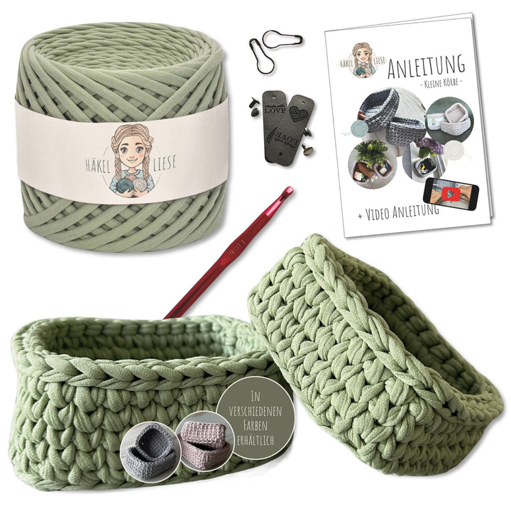 HÄKEL LIESE Häkelset für Anfänger - kleine Körbe, Häkelset Anfänger, Textilgarn zum Häckeln, Crochet