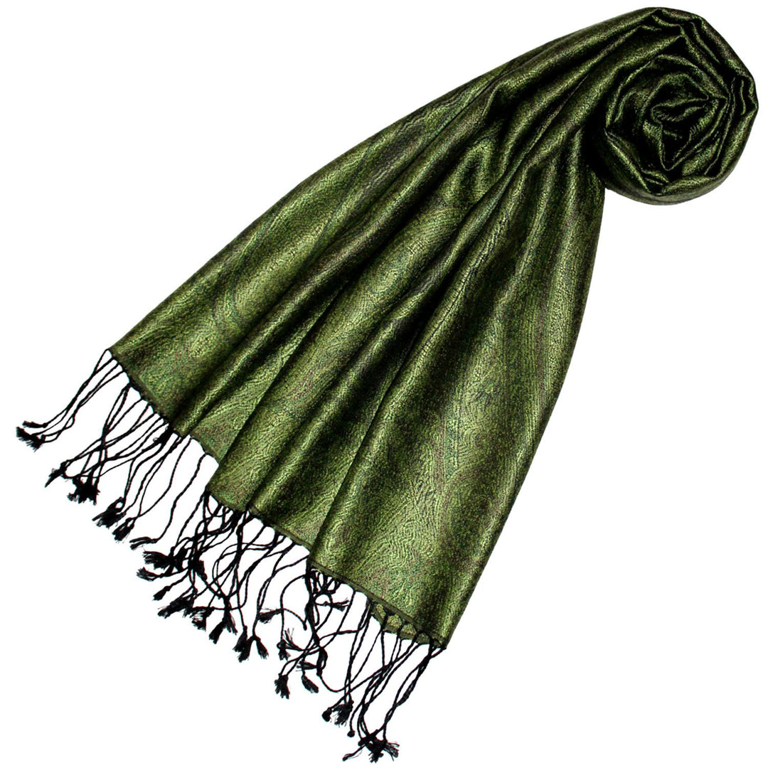 Lorenzo Cana - Damenschal Seidenschal aus100% Seide jacquardgewebt harmonische Grün Farben, 35 cm x