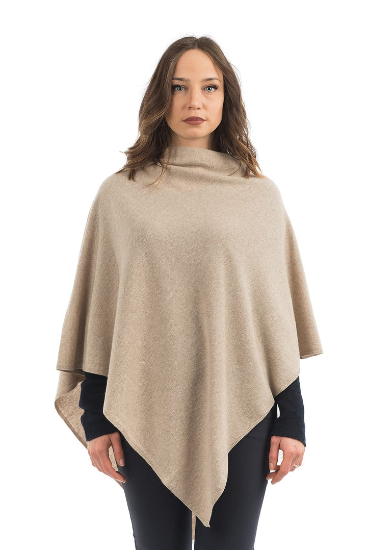 Dalle Piane Cashmere - Poncho aus Kaschmir-Gemisch - Made in Italy - Damen Einheitsgrösse Beige, Ein