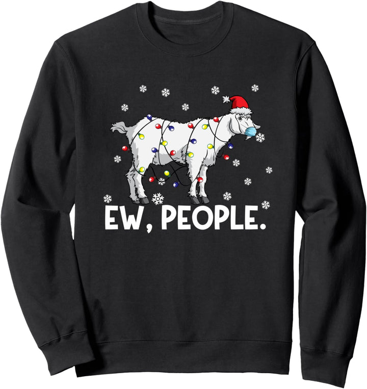 Ziegengesichtsmaske Santa | Lustige Ziege Weihnachten Sweatshirt