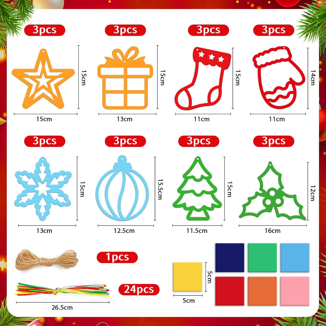 Bastelset Weihnachten Kinder,24 Stück Weihnachtsdeko,Winter Bastelset Sterne,DIY Weihnachts Fensterb