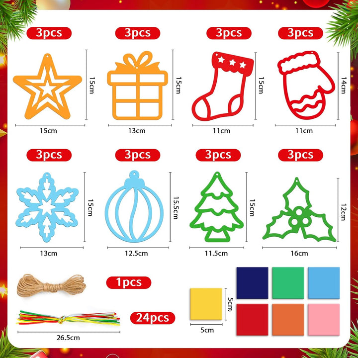 Bastelset Weihnachten Kinder,24 Stück Weihnachtsdeko,Winter Bastelset Sterne,DIY Weihnachts Fensterb