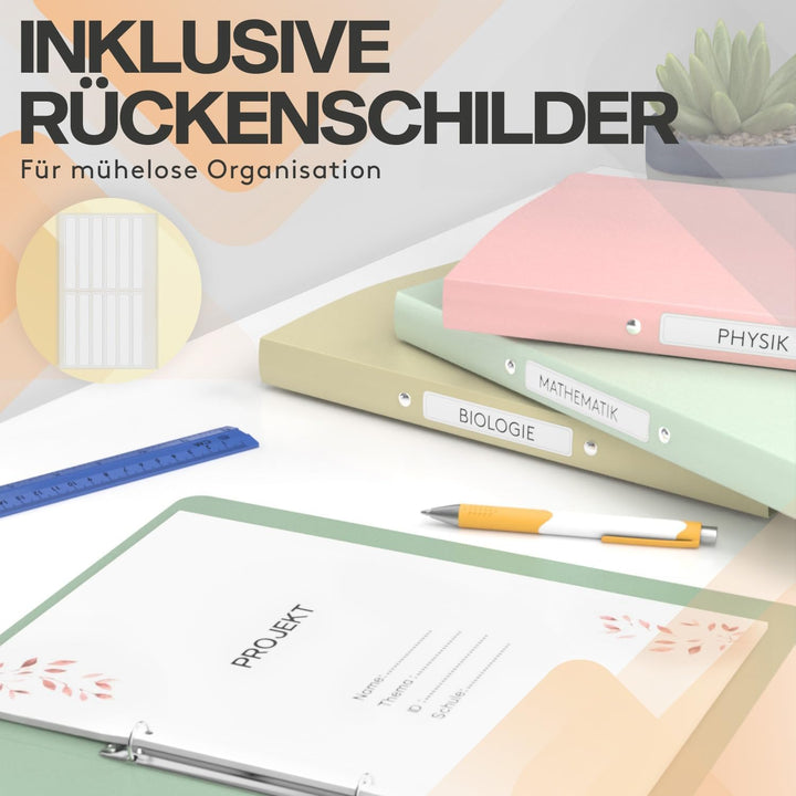 ACROPAQ - 12 x Ringordner A4 - Ordner schmal, Pastell, Mit 2 Ringen, 2 cm Rückenbreite - Ringordner,