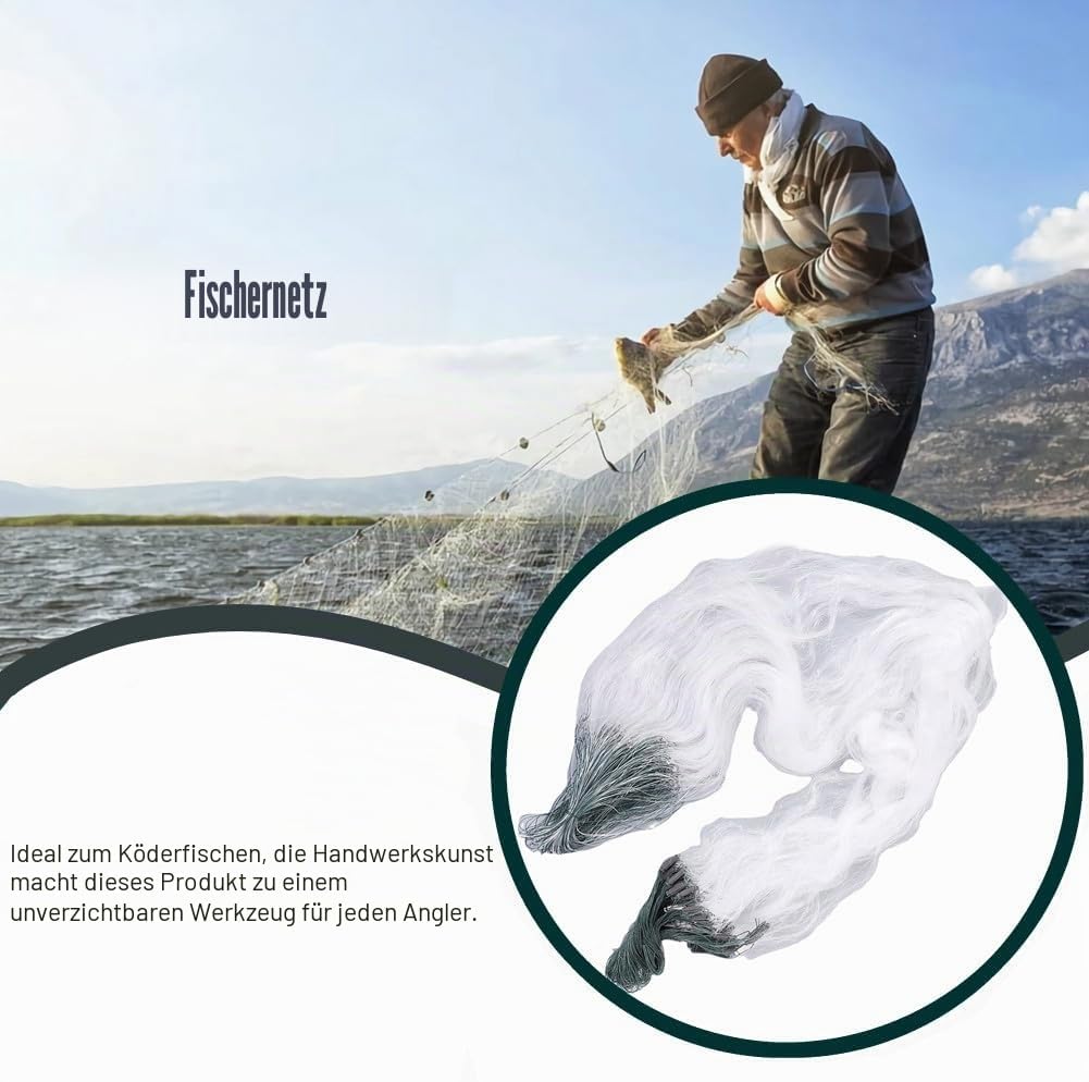 Duokon 50m Länge 1,5m Höhe DREI Schichten Schweres Fischernetz mit Float Fishing Zubehör Sink Net 4