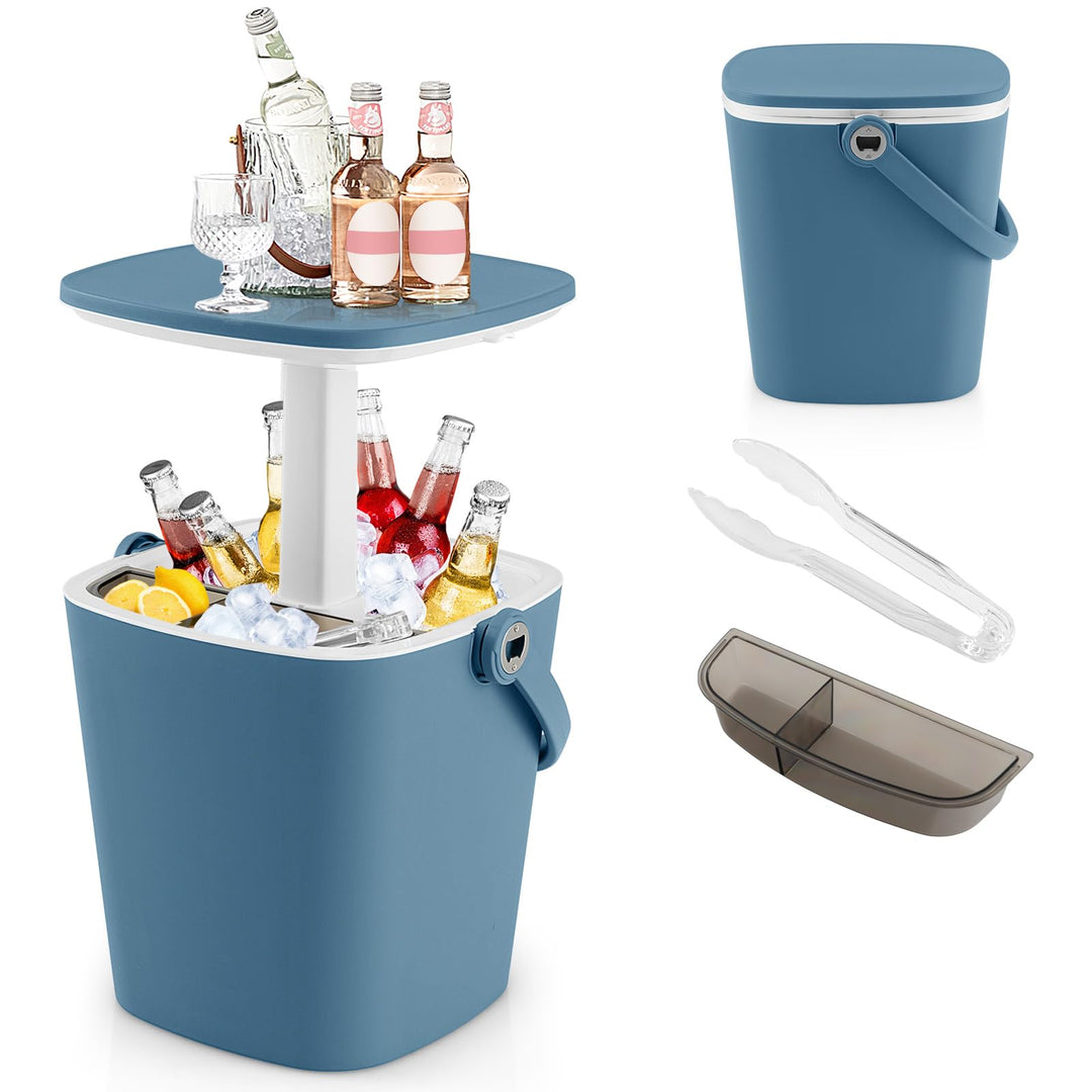GYMAX Cool Bar mit Griff, tragbarer 15 L Bier- & Weinkühler mit Eiszange & Flaschenöffner, 3-in-1 Be