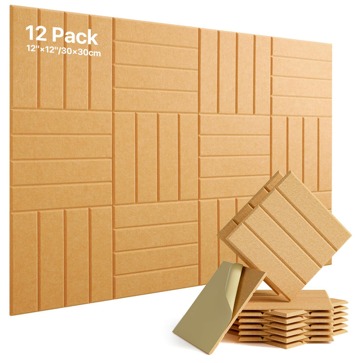 Soundsbay 12 Stück Akustikpaneele Selbstklebend, Akustikplatten aus Polyester zur Schalldämmung, 30×