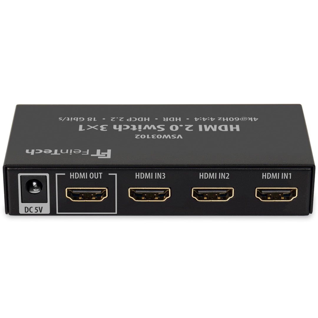 FeinTech VSW03102 HDMI Switch 3x1 Automatische Umschaltung 4K 60Hz HDR CEC Ultra-HD