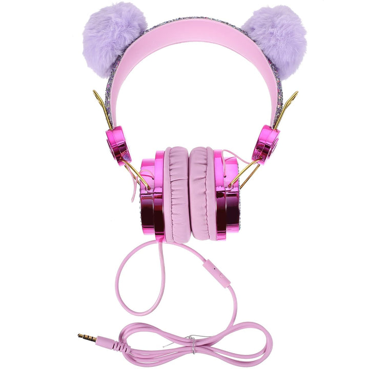 HOMSFOU Kinder Plüsch Over Ear Kopfhörer Mit Geräuschbegrenzung Mädchen Headset Gepolstert Für Schul
