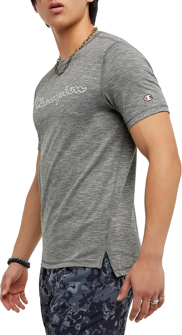 Champion Herren MVP Mesh Logo Graphic Tee Feuchtigkeitsableitendes T-Shirt S Railroad Grey Heather O