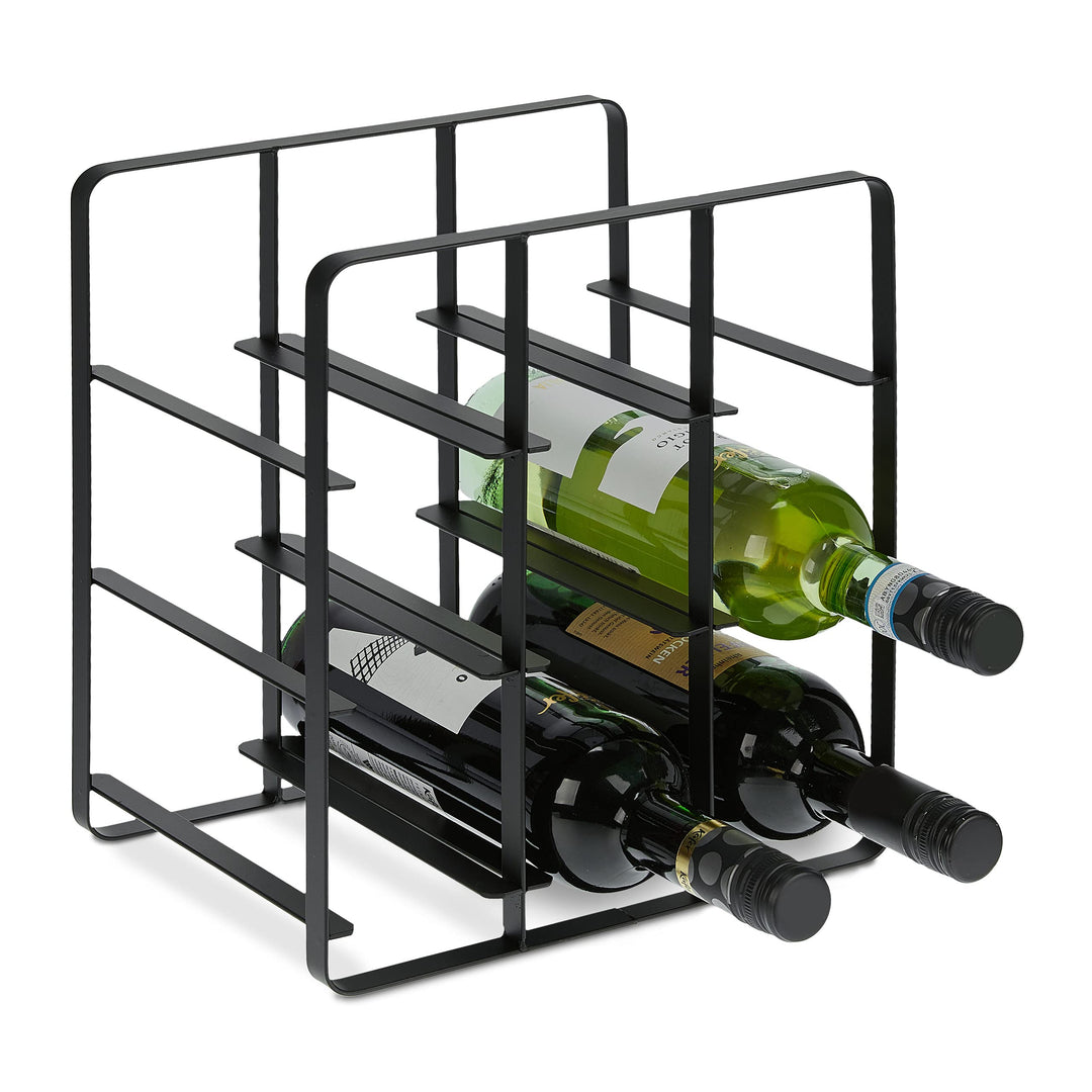 Relaxdays Weinregal Metall, 9 Flaschen, Weinhalter, HBT 30,5 x 27,5 x 20 cm, Weinständer für Küche &