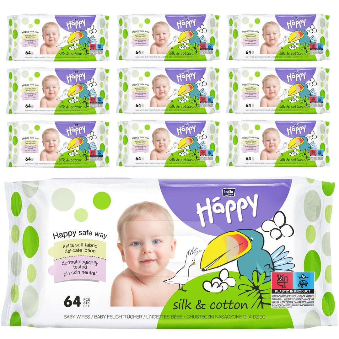 bella baby Happy Babyfeuchttücher Seide & Baumwolle, Feuchttücher für Babys mit pflegenden Extrakten