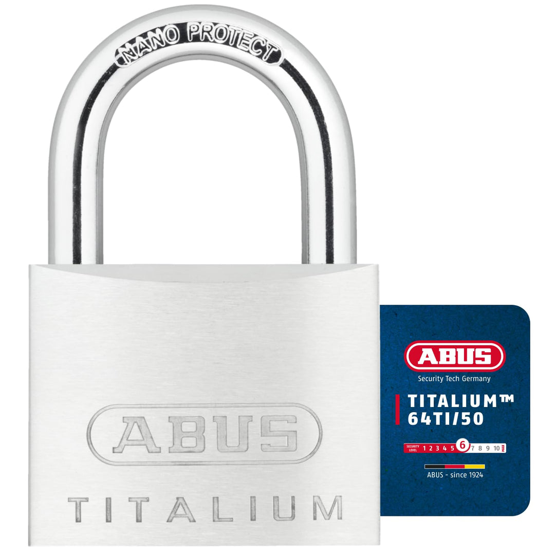 ABUS Vorhängeschloss Titalium 64TI/50 gl.-6512 - gleichschliessend - Kellerschloss mit Schlosskörper