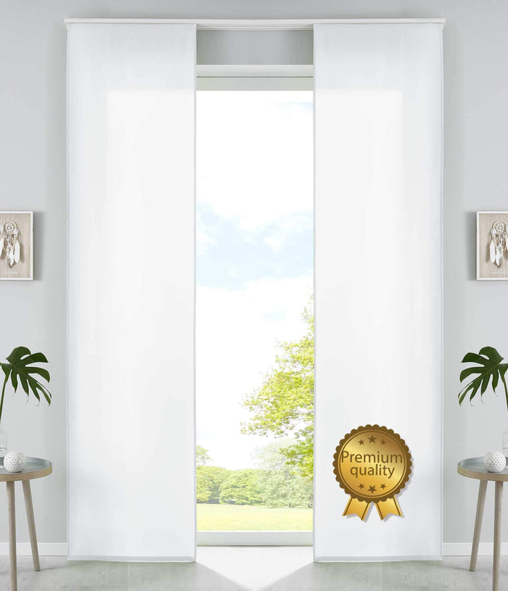 2er Set Schiebegardinen Flächenvorhänge Mikrofaser Vorhang Gardine Schiebe HxB 245x60 cm Weiss Delux