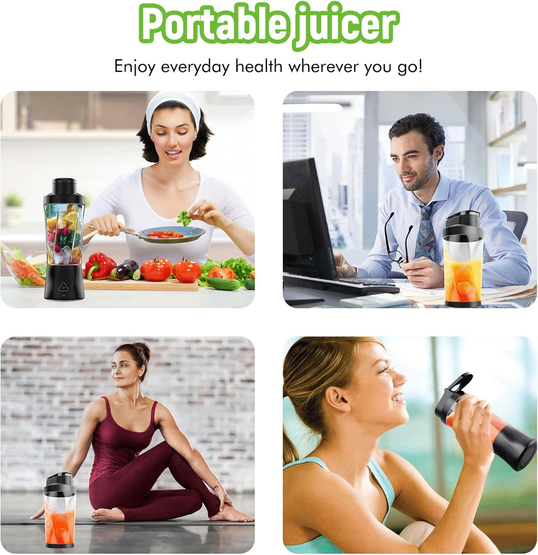 Tragbarer Mixer 700ml Smoothie Maker to Go, Tragbarer Entsafter mit 6 Klinge und USB Wiederaufladbar