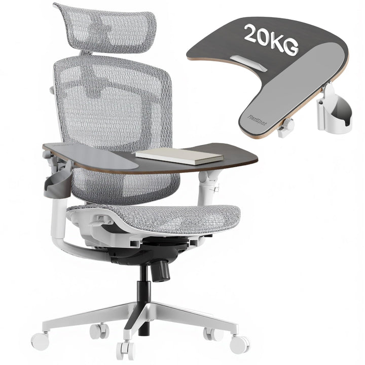 FLEXISPOT ErgoX Pro Ergonomischer Bürostuhl mit Laptoptisch, 12-stufiger Höhenverstellung, 7D-Armleh