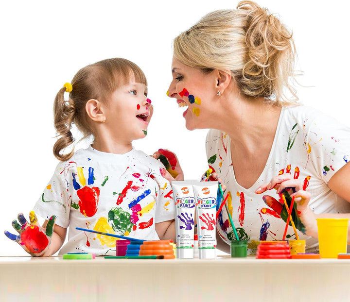 BLOT Fingerfarben Kinder Ungiftig Waschbares Fingermalfarben mit Pinsel Schwämme Palette für Kleinki