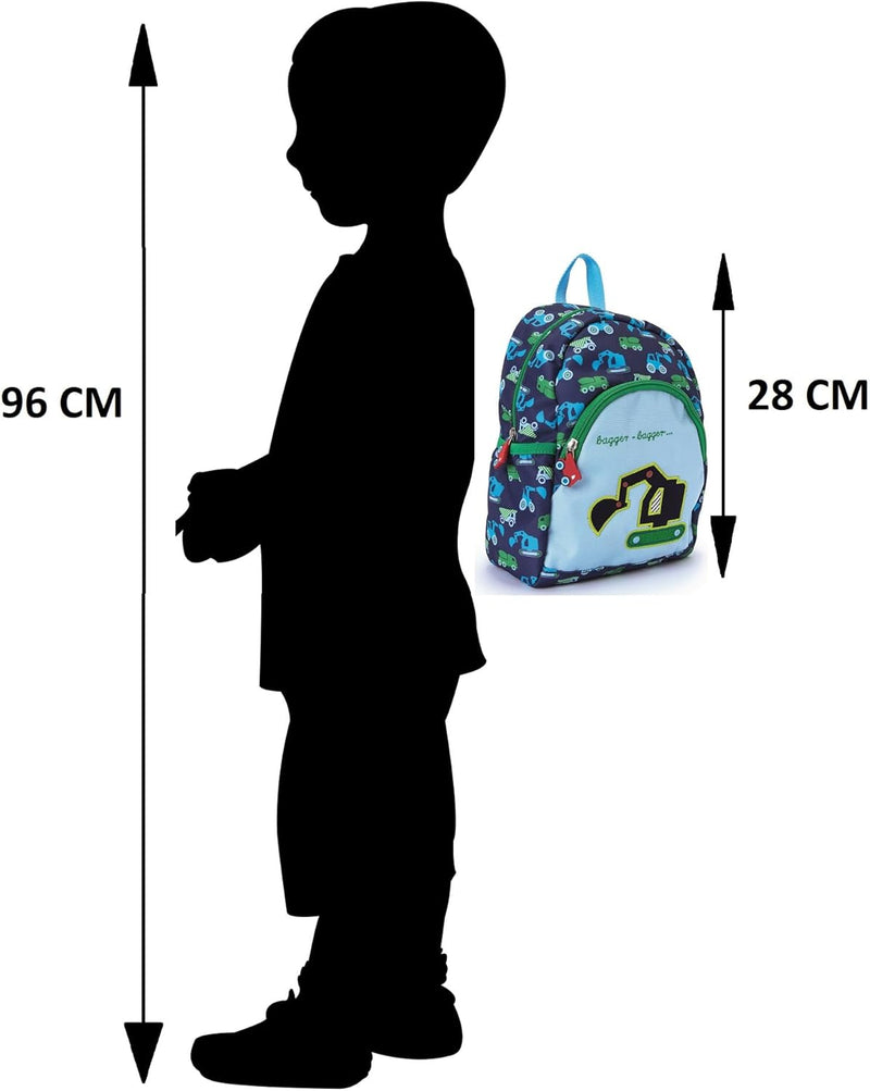 Spiegelburg Kindergarten Rucksack Set 4tlg. mit Turnbeutel, Brotdose und Trinkflasche Bagger Grün Bl