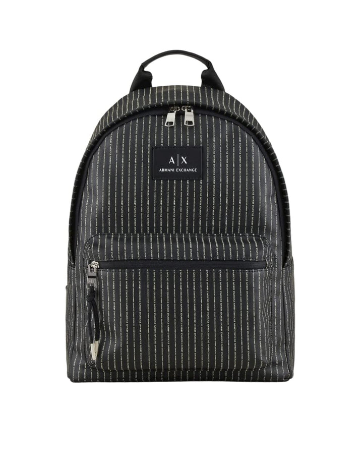 A|X ARMANI EXCHANGE Herren Logo aus Eco-Leder Rucksack, schwarz, Einheitsgrösse