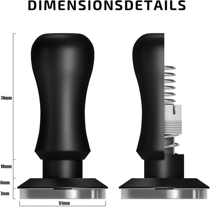 KYONANO Tamper 51mm, Kaffee Espresso Tamper, stilvoller Decent Force Tamper, auf 30 lbs Anpressdruck