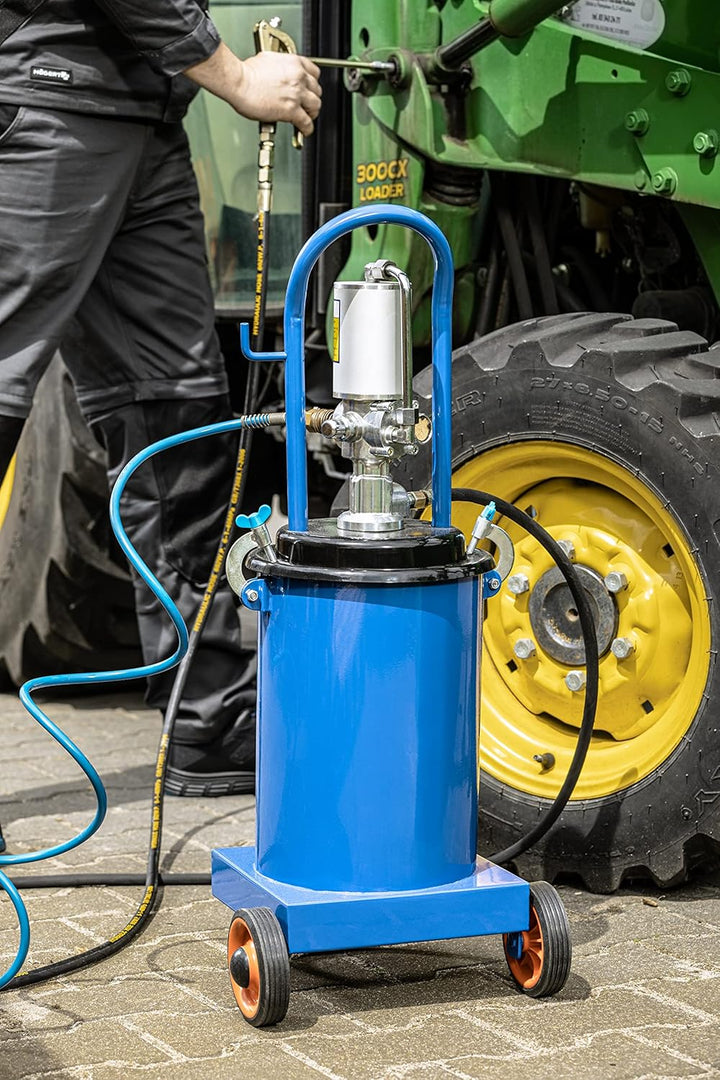 Högert Technik - Pneumatischer Fettpresse 12l | Stahltank | Pneumatische Fettpump Fettfüllpumpe | 30