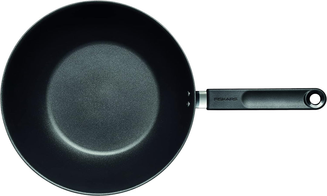 Fiskars Wok, Ø 28 cm, Für alle Kochfelder geeignet, Aluminium, Functional Form, Schwarz, 1027705, Wo