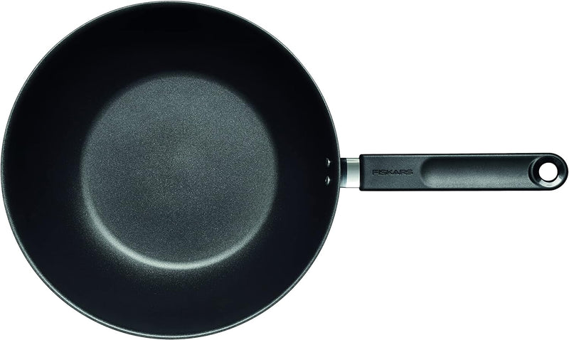 Fiskars Wok, Ø 28 cm, Für alle Kochfelder geeignet, Aluminium, Functional Form, Schwarz, 1027705, Wo