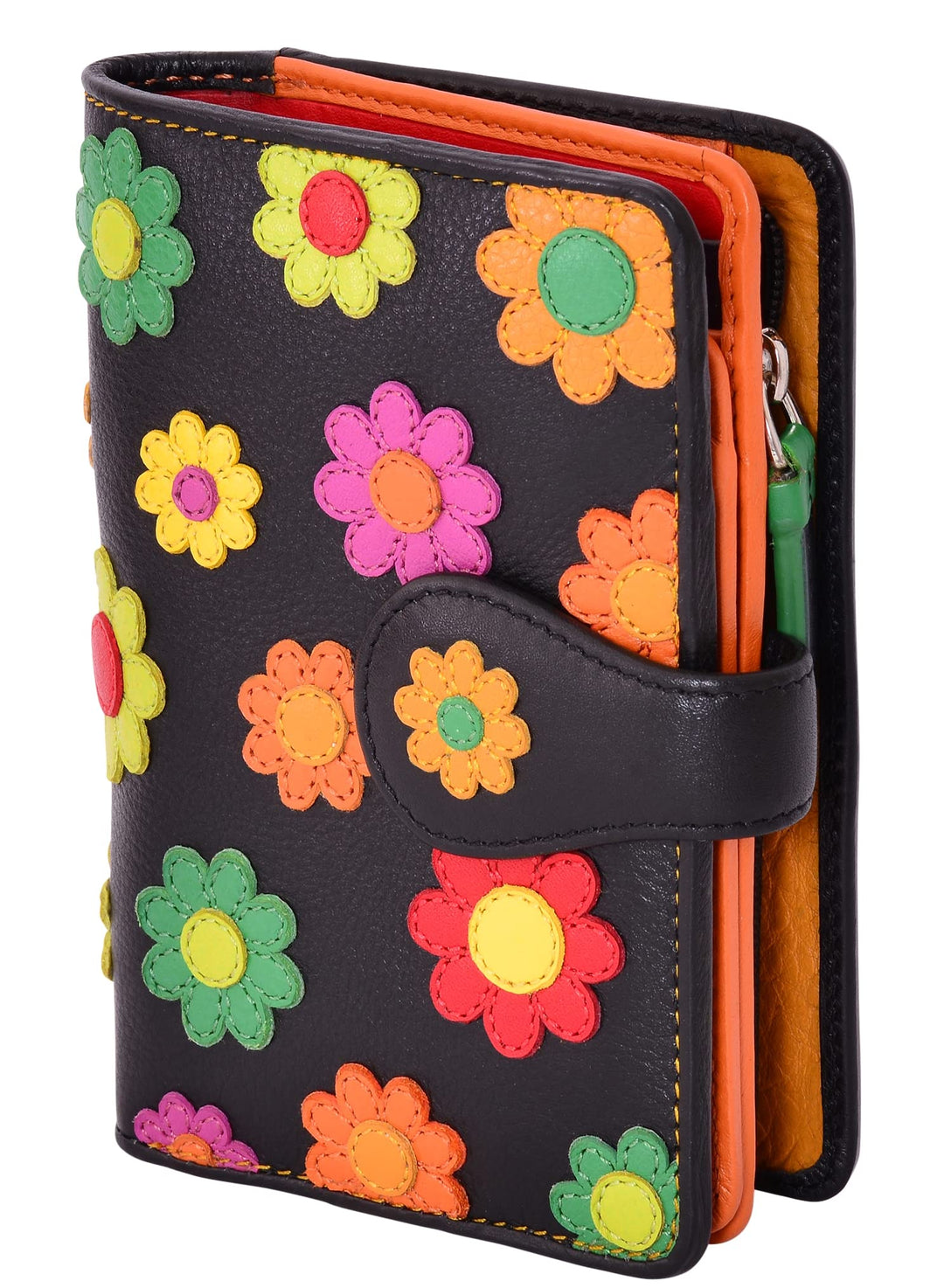 VISCONTI 100% Pur Leder Portemonnaie Damen RFID Schutz Geldbeutel Geldbörse Bifold Mehrfarbig Portmo