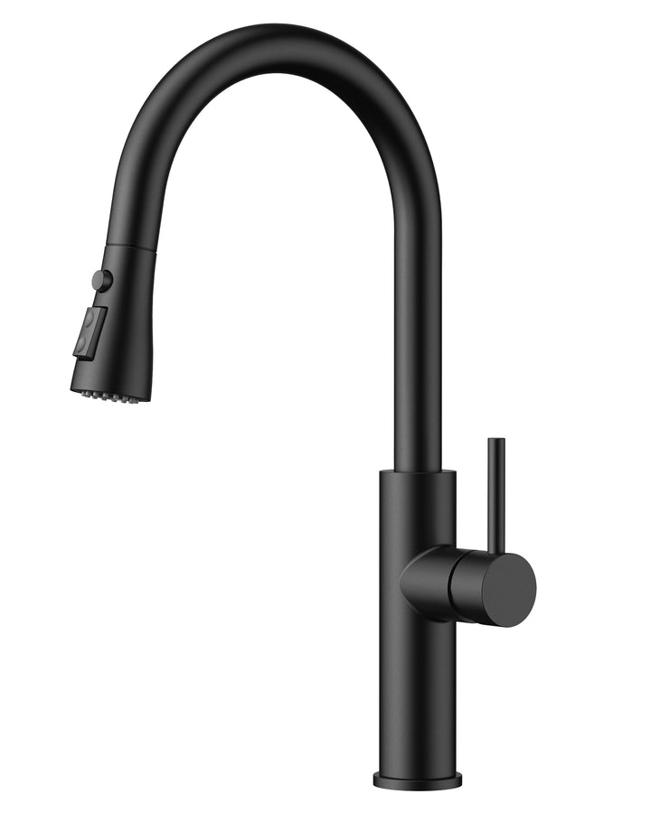 FORIOUS Wasserhahn Küche Schwarz, Küchenarmatur Ausziehbar, Zwei Sprühfunktione, 360° Schwenkbar Ede