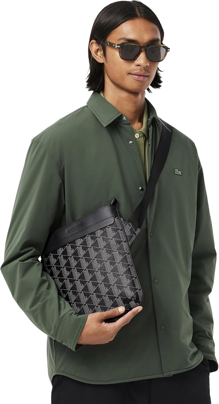 Lacoste Herren Nh4260lx Crossover Bag, Monogram, Schwarz/Grau Monogram, Schwarz / Grau, Monogram, Sc