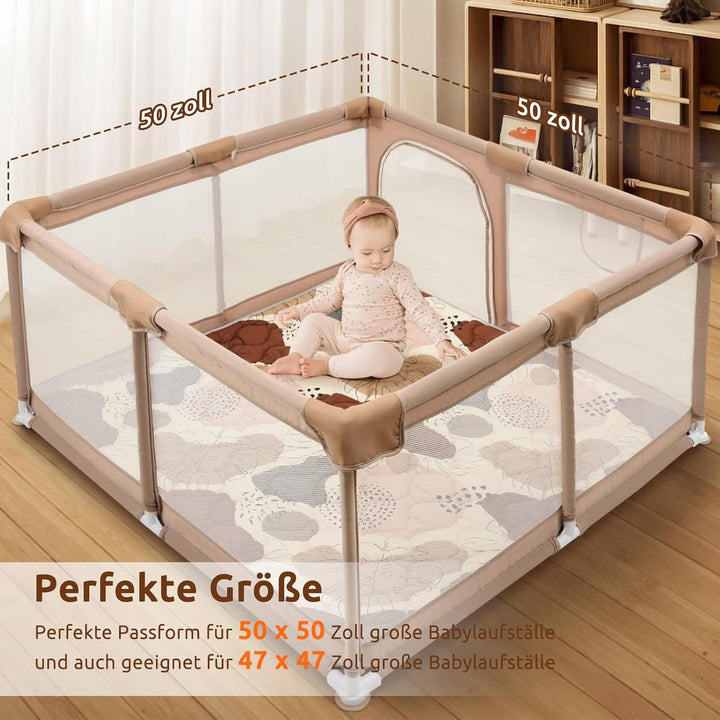 Baby Spielmatte 127x127cm Krabbelmatte, Dicke Weiche Polsterschaum Krabbeldecke für Babys und Kleink