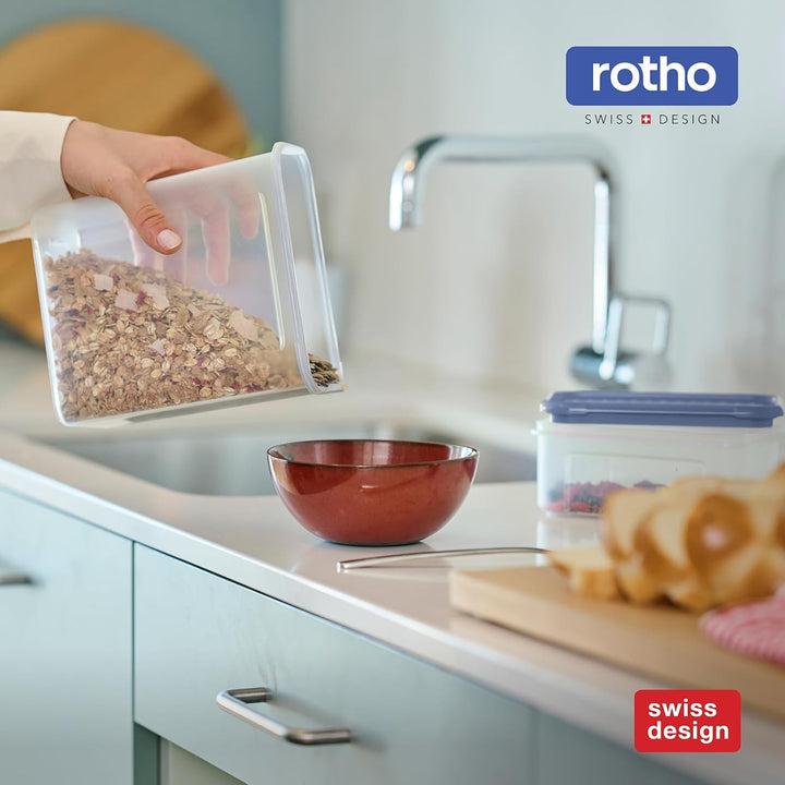 Rotho, DOMINO 18er-Set Vorratsdosen, mit dicht schliessendem Deckel, spülmaschinengeeignet, transpar