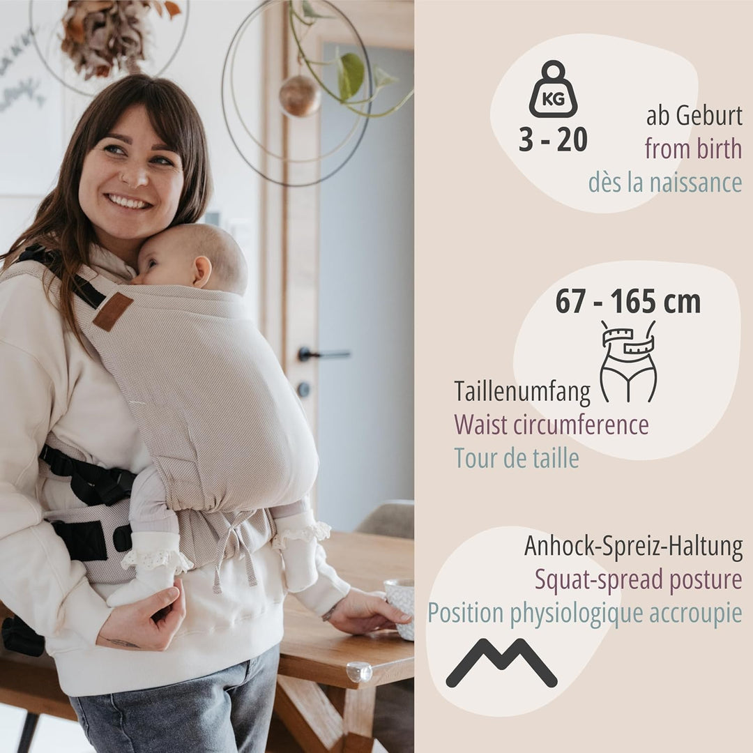 Hoppediz Buckle - 4-in-1 Babytrage für Neugeborene ab Geburt - Fullbuckle Tragehilfe mit 2 Schnallen