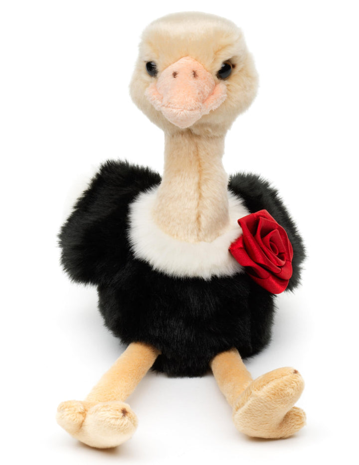Uni-Toys - "Blumen-Strauss - Vogel Strauss mit roter Rose - 28 cm (Höhe) - Plüschtier, Kuscheltier "