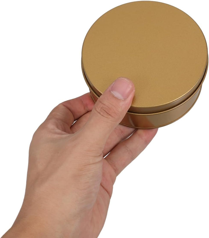 Amosfun 4er Set Goldene Plätzchendosen Rund aus Weissblech Luftdichte Aufbewahrungsbox mit Deckel 10