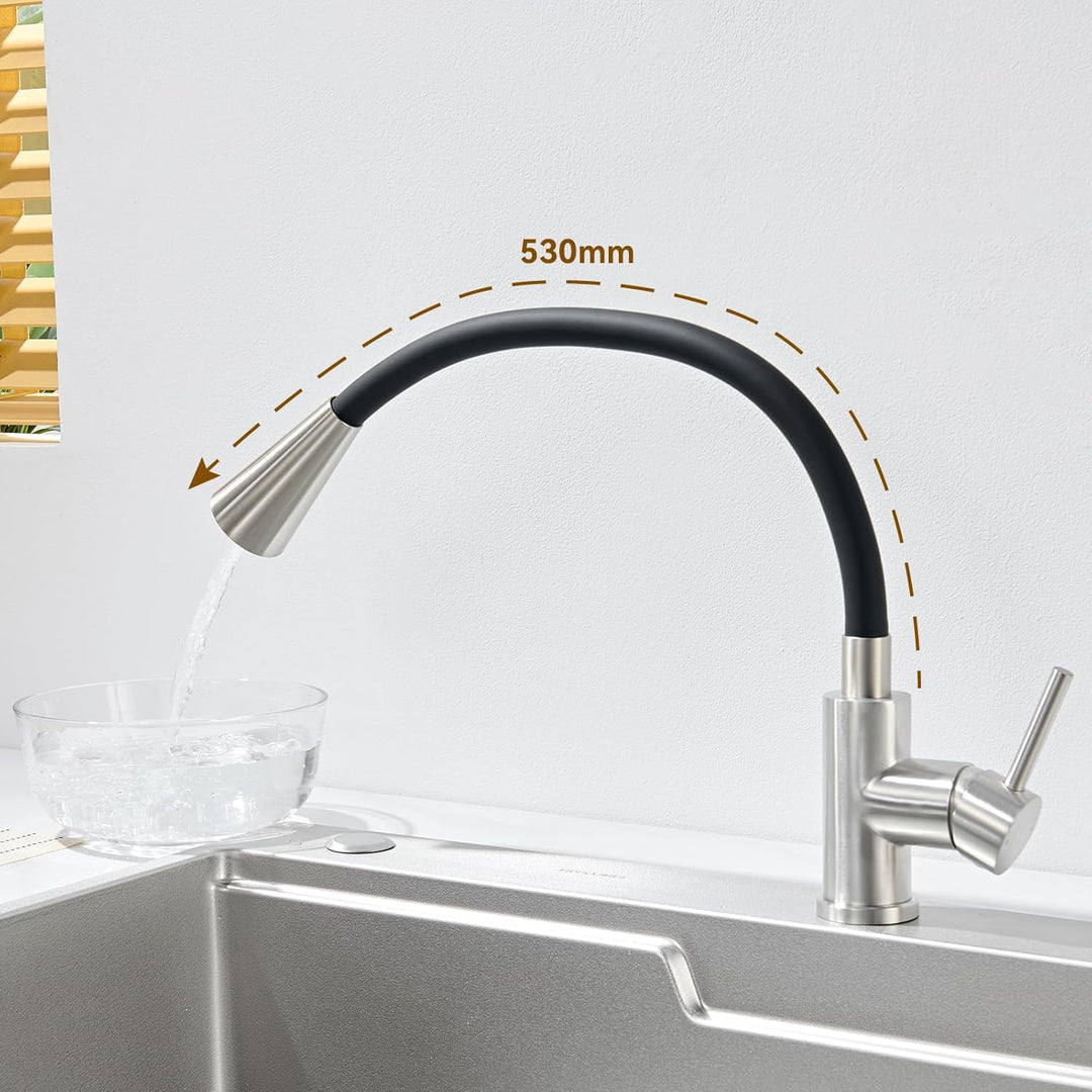 Wasserhahn Küche Flexibler, Küchenarmatur mit Flexibler Auslauf 4 Modus, Hochdruck Mischbatterie Spü
