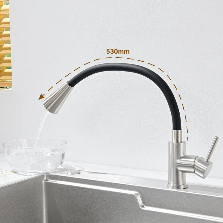 Wasserhahn Küche Flexibler, Küchenarmatur mit Flexibler Auslauf 4 Modus, Hochdruck Mischbatterie Spü