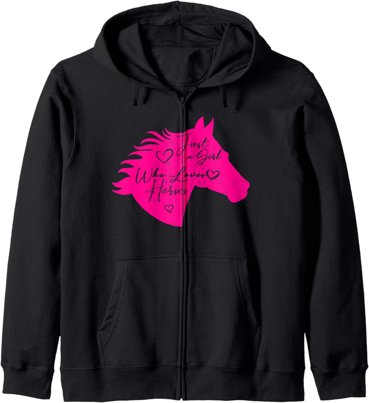 Rosa Pferd, Mädchen Kapuzenjacke
