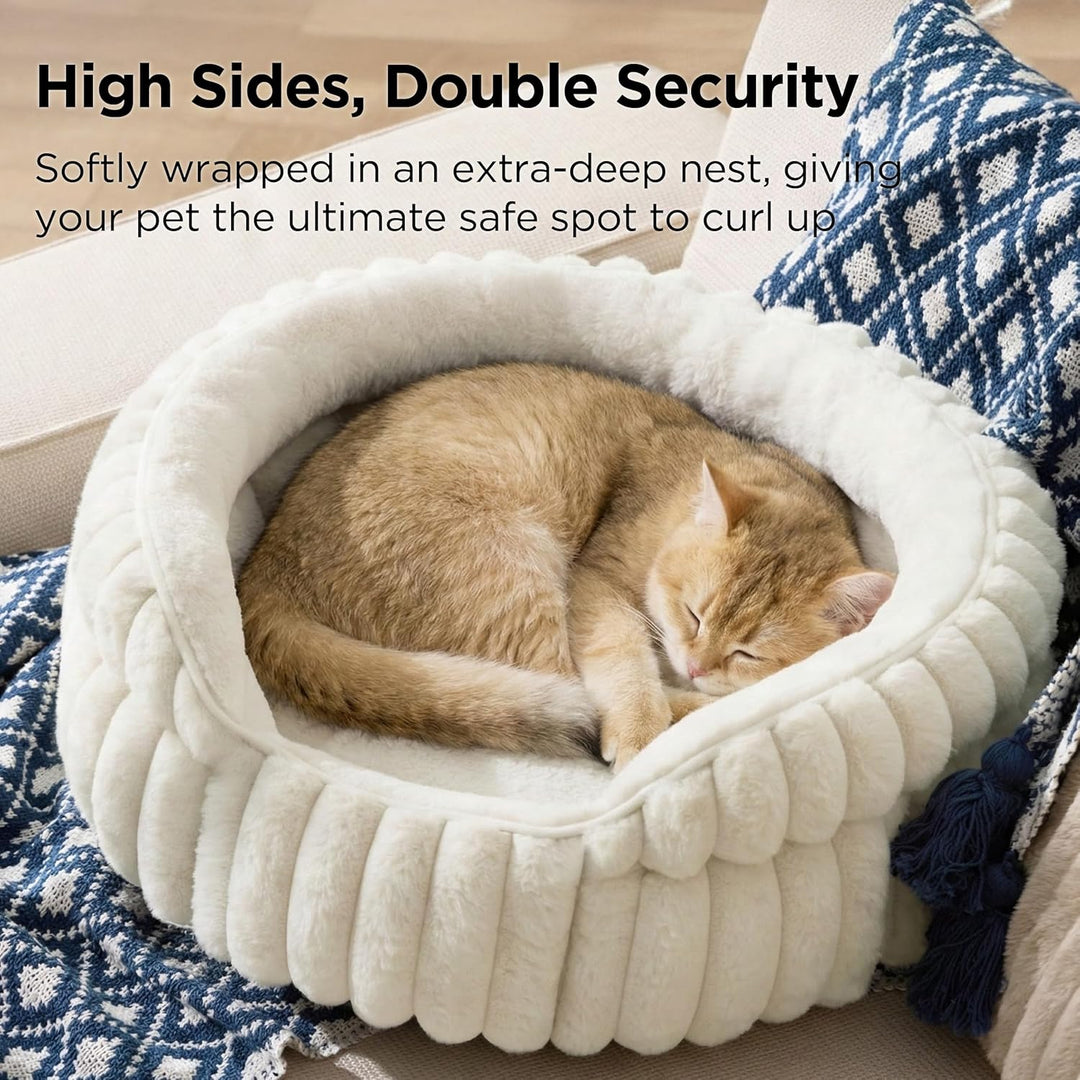 BEDSURE Flauschiges Katzenbett für Wohnungskatzen - 51 x 51 cm kleines rundes Katzenbett, waschbares