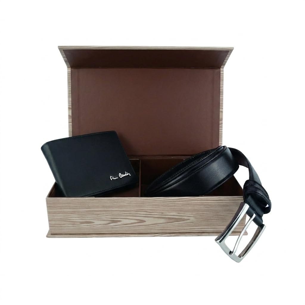 Pierre Cardin Herren-Geschenkbox, Geldbörse mit RFID-Schutz und Echtledergürtel