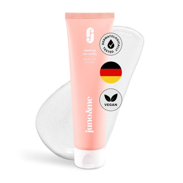 juno & me – Intimate Pre-Shave Peeling: Peeling vor Intimrasur - löst abgestorbene Hautschuppen & be