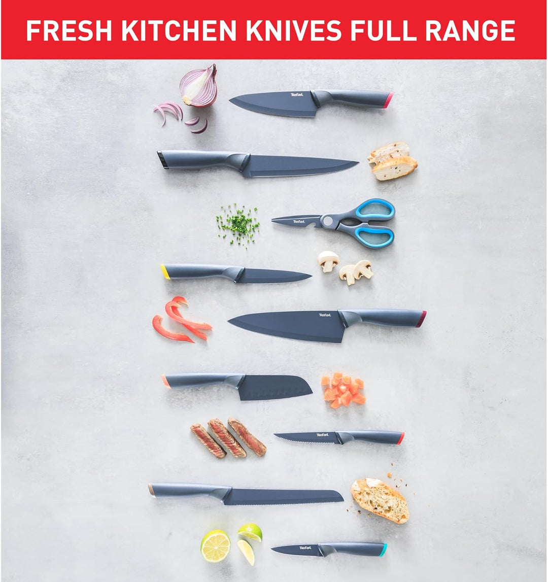 Tefal Fresh Kitchen Santoku-Messer 12 cm, Edelstahl, Anthrazit/Orange, cm, 36 x 10 x 5.1 cm, 1 Einhe