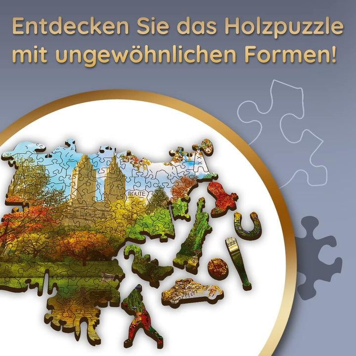 Trefl - Holzpuzzle, Central Park, Manhattan, New York - 500 + 1 Teile, Wood Craft, unregelmässige Fo