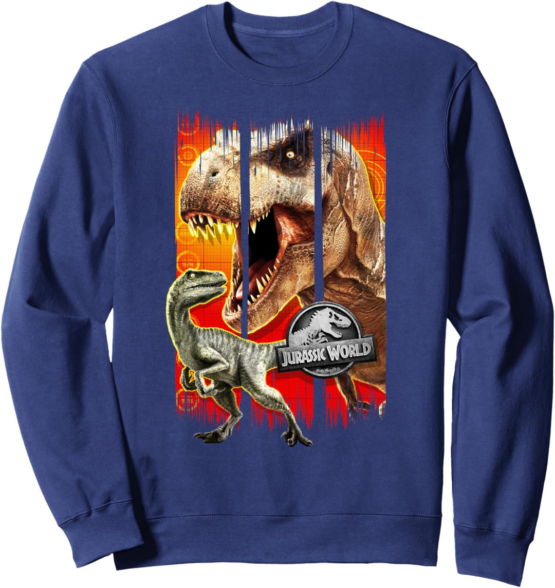 Jurassic World T-Rex & Raptor Distressed Panels Sweatshirt