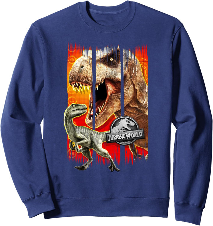 Jurassic World T-Rex & Raptor Distressed Panels Sweatshirt