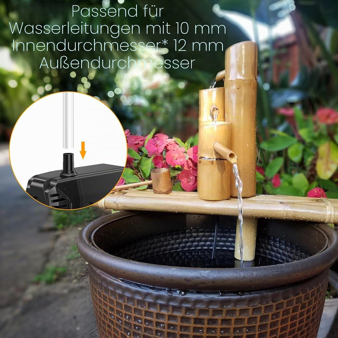 Biling Wasserpumpe 10 W 875 l/h für 12W–20W Solar Teichpumpe mit Filter und Trockenlaufschutz, Solar