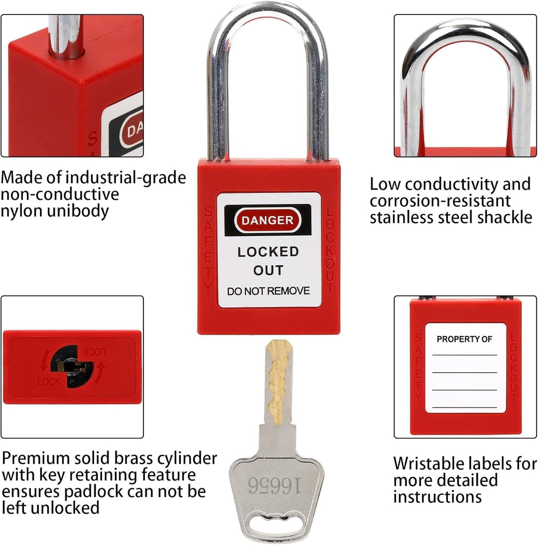 WUWEOT 10 Stück Lockout Tagout Schlösser, verschiedene rote Loto Safe Vorhängeschlösser, OSHA-Sicher