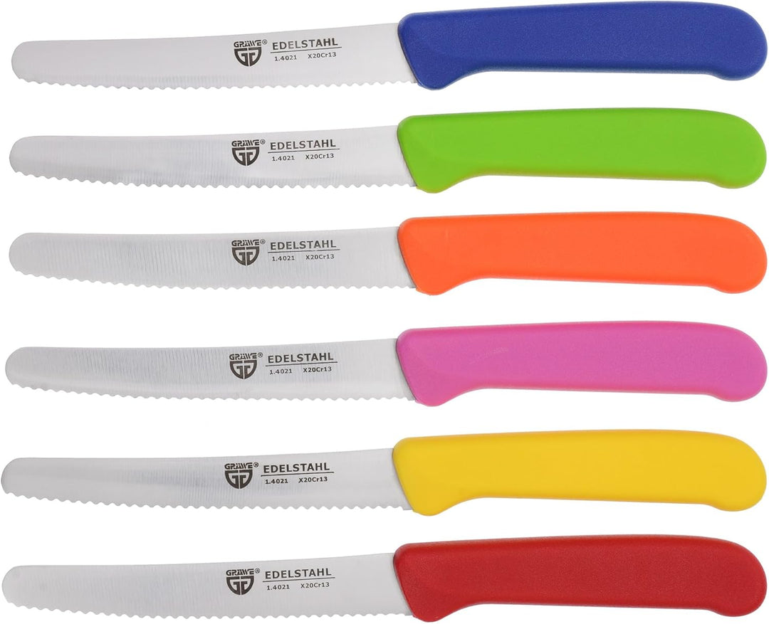 GRÄWE Magnet-Messerhalter Bambus mit Brötchenmessern bunt Bunt 6er Messerset inkl. Messerblock, Bunt