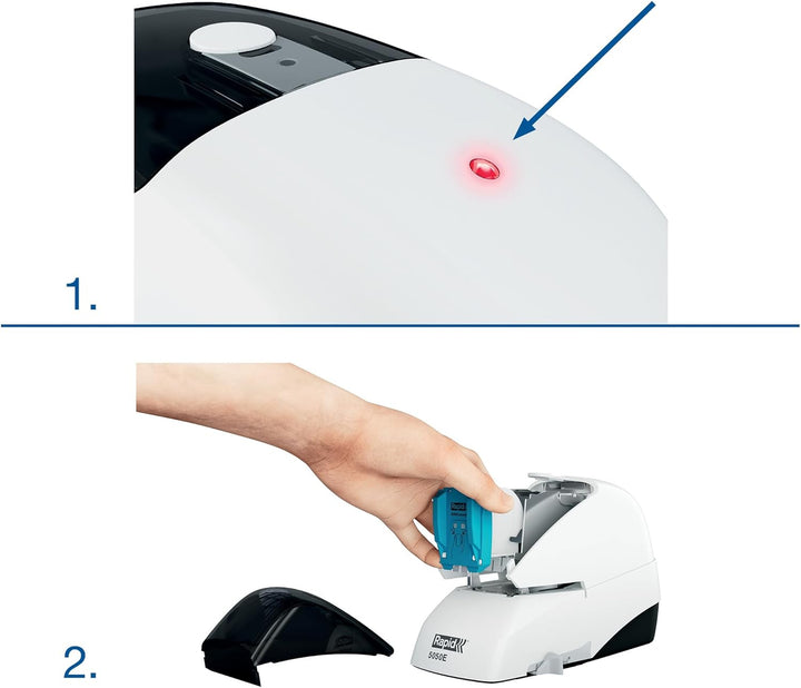Rapid Elektro-Flachheftgerät, 50 Blatt, Kunststoff, Metall, Elektronik, Kassettenaustausch, Inkl. ei